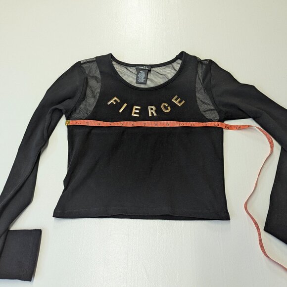 Rue21 Size Small Black Cropped Graphic Top With Sheer Back - Picture 6 of 10